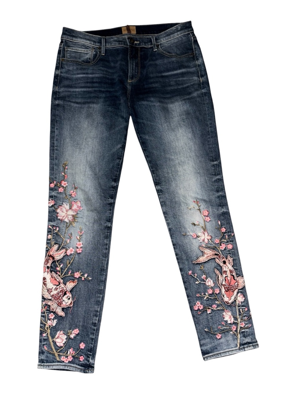 Driftwood Marilyn Koi Women's Jeans Size 30 Floral Embroidered Festival Classic